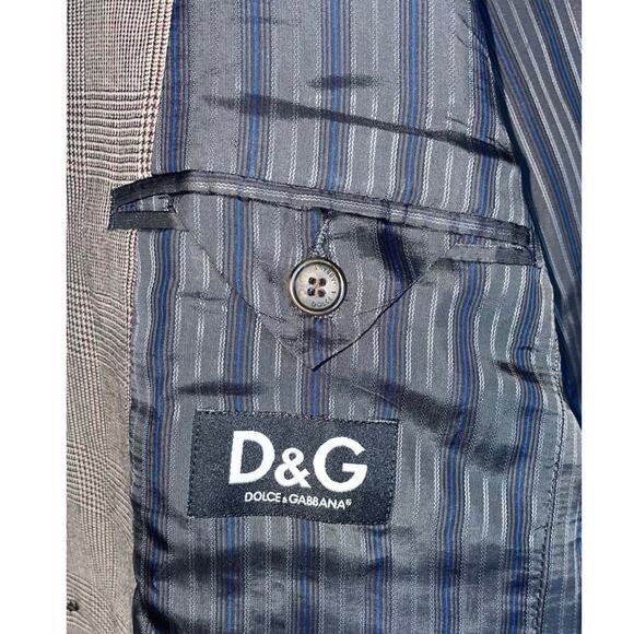 D&G Dolce & Gabbana Gray Plaid 100% Virgin Wool Blazer Jacket  Size: US 38/IT 52 - Picture 5 of 7